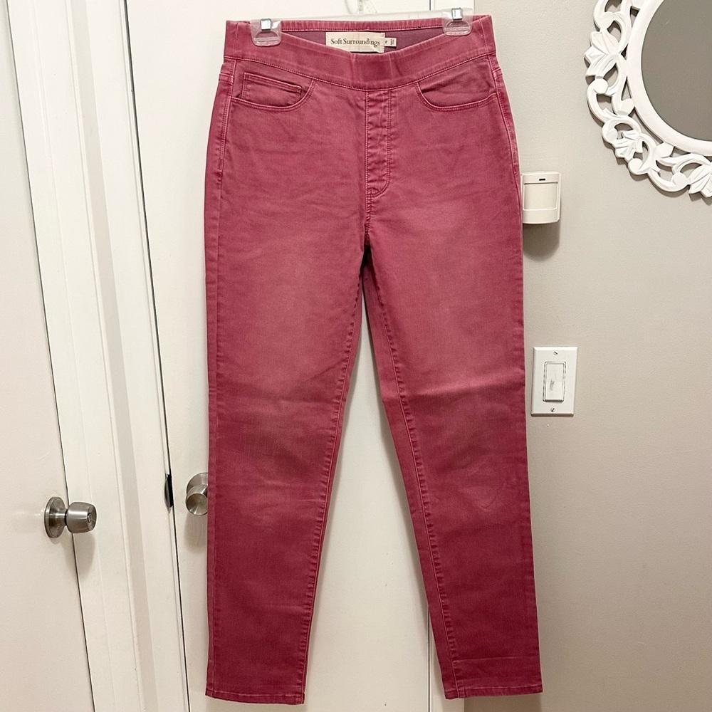 Soft Surroundings Mauve Pink Cotton PullOn Skinny Ankle Jeggings Pants S Tall TS
